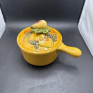 vintage Maurice of California pottery Covered Casserole Dish Yellow